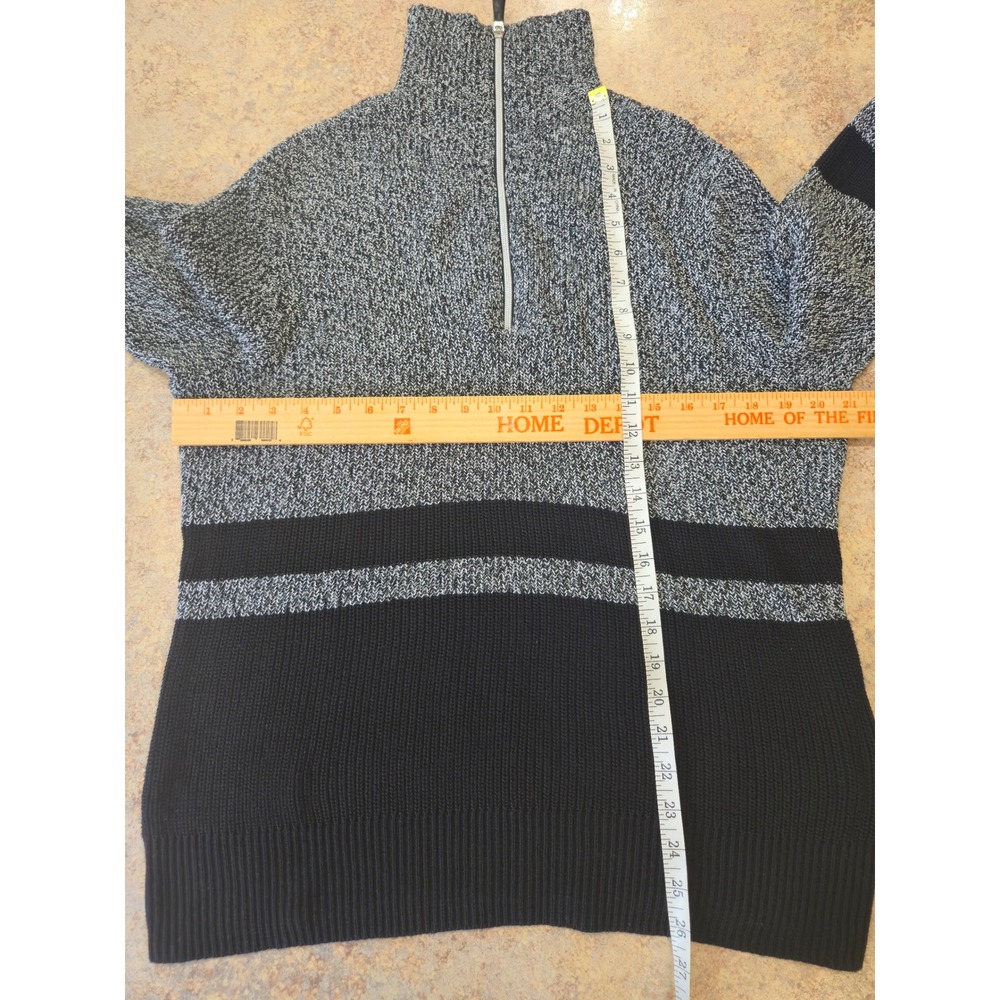 Lauren Active Ralph Lauren Mens XL Quarter Zip Sweater Black White Cotton Knit - Picture 7 of 9